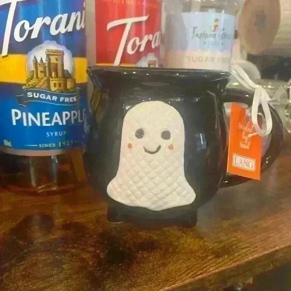 Lang Halloween Ghost Black Cauldron Ceramic Mug Coffee and Tea Mug - NWT